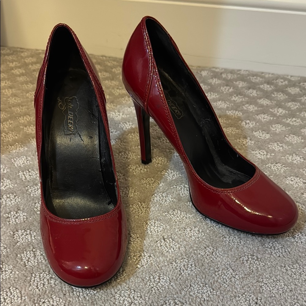 Oh Deer! Red Patent Leather Stiletto Heels